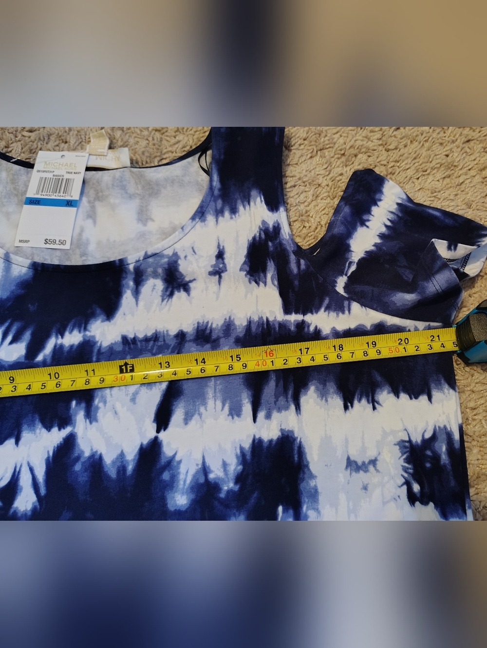 Michael Kors Blue and White Relaxed Cut Out T-Shirt - Picture 5 of 9
